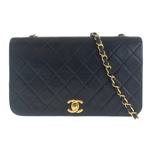 10078
 CHANEL Vintage Matelasse Coco Mark Turnlock Single Flap Black Gold Hardware Lambskin Crossbody Chain Shoulder Bag Pochette Women's