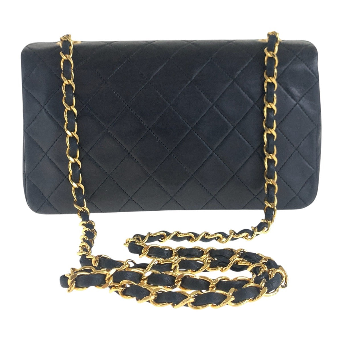 10078
 CHANEL Vintage Matelasse Coco Mark Turnlock Single Flap Black Gold Hardware Lambskin Crossbody Chain Shoulder Bag Pochette Women's