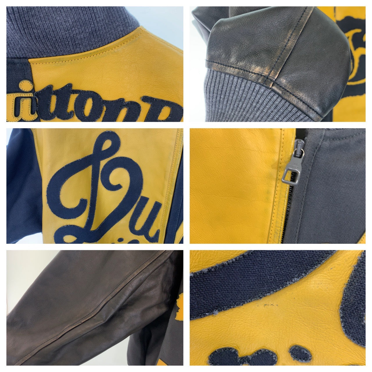 10082
LOUIS VUITTON ルイヴィトン ミックスキャンバスレザーボンバー バイカラージップアップジャケット サイズ48 イエロー グレー レザー / キャンバス RM231 XS0 HOL76E スタジャン レザージャケット ライダースジャケット メンズ A500