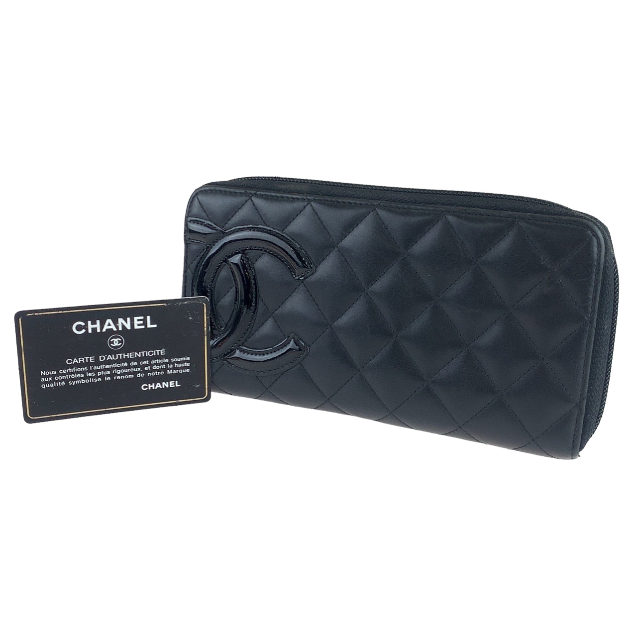 10083
CHANEL シャネル カンボンライン ココマーク ブラック 黒 シルバー金具 ラムスキン 長財布 ラウンドファスナー ラウンドジップ  レディース