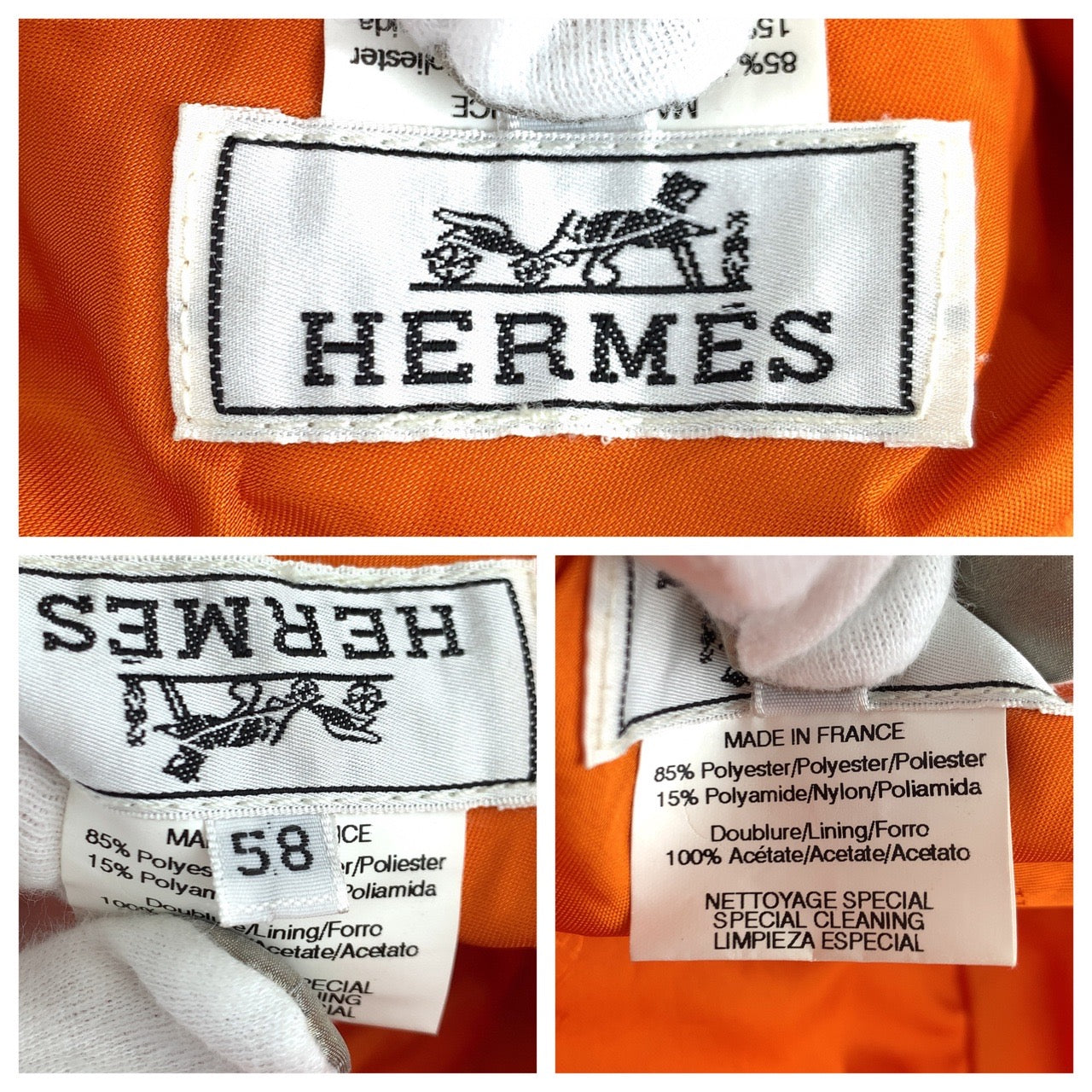 B-143
HERMES エルメス Hロゴ オレンジ 橙 ポリエステル / アセテート ハット バケットハット  レディース