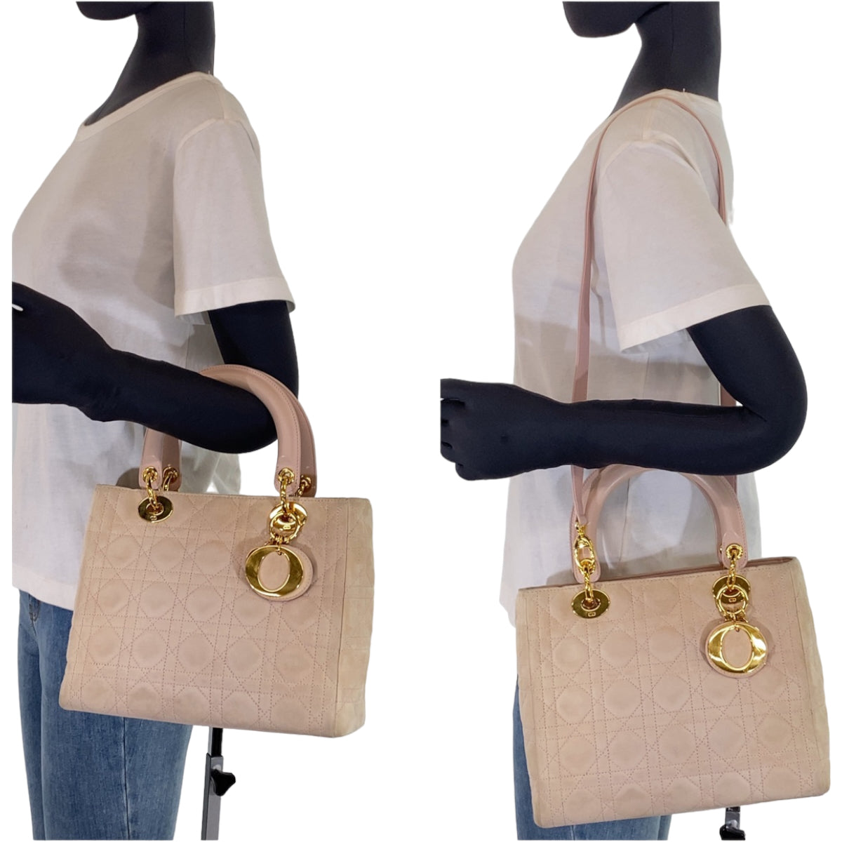 10086
Christian Dior クリスチャンディオール カナージュ レディディオール ストラップあり ピンクベージュ ゴールド金具 スウェード / レザー ハンドバッグ 2way ショルダーバッグ  レディース