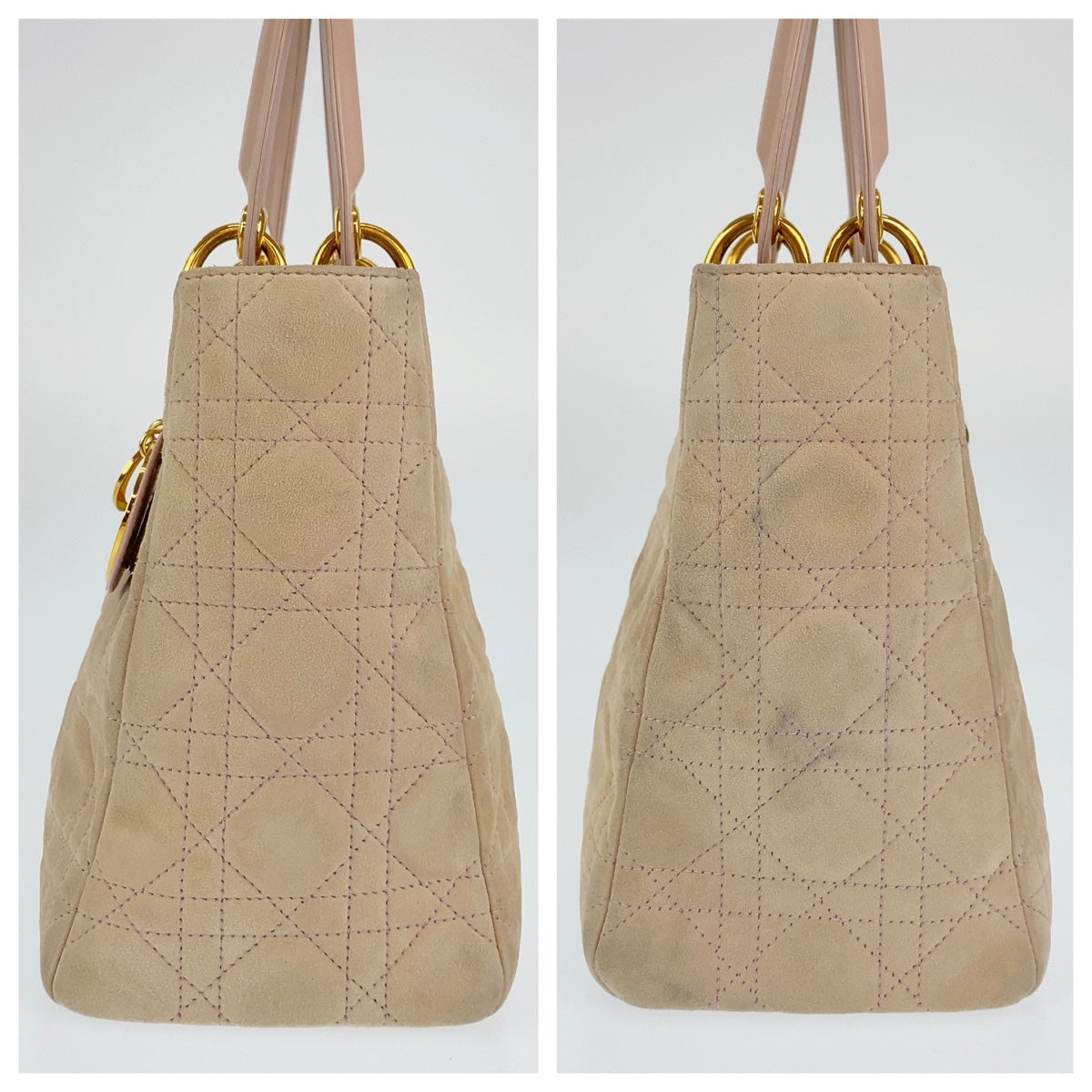 10086
Christian Dior クリスチャンディオール カナージュ レディディオール ストラップあり ピンクベージュ ゴールド金具 スウェード / レザー ハンドバッグ 2way ショルダーバッグ  レディース