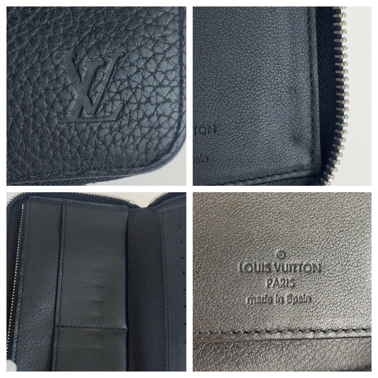 10087
 LOUIS VUITTON Louis Vuitton Taurillon Leather Zipper Wallet Vertical Black Noir Leather M58804 Long Wallet Round Zipper Men's