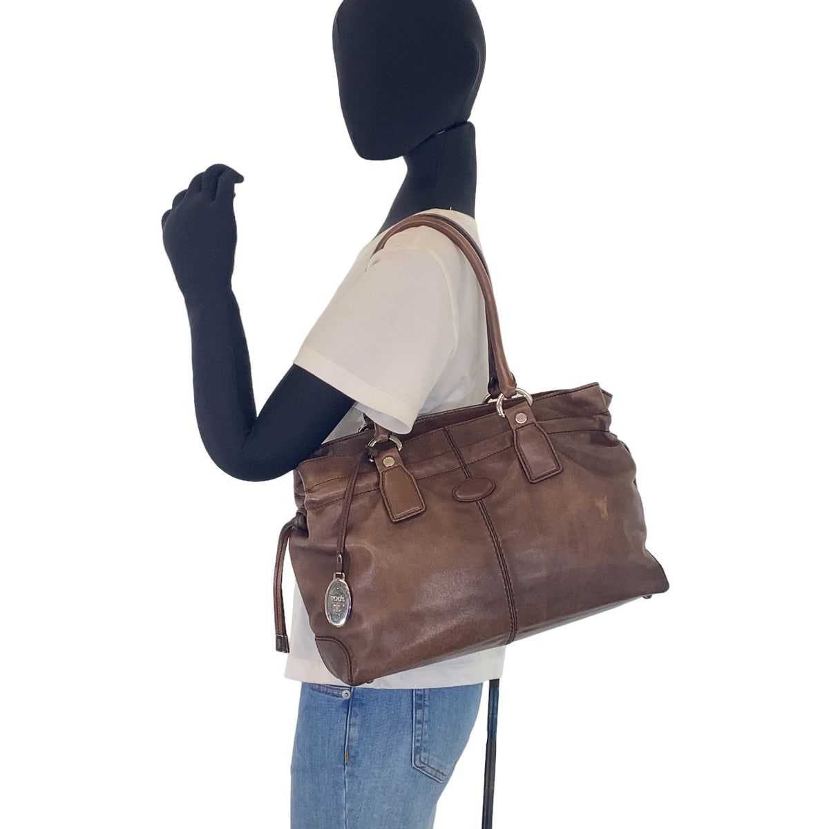 12683
TOD’S トッズ Dバッグ ブラウン シルバー金具 レザー トートバッグ ハンドバッグ ショルダーバッグ  レディース
