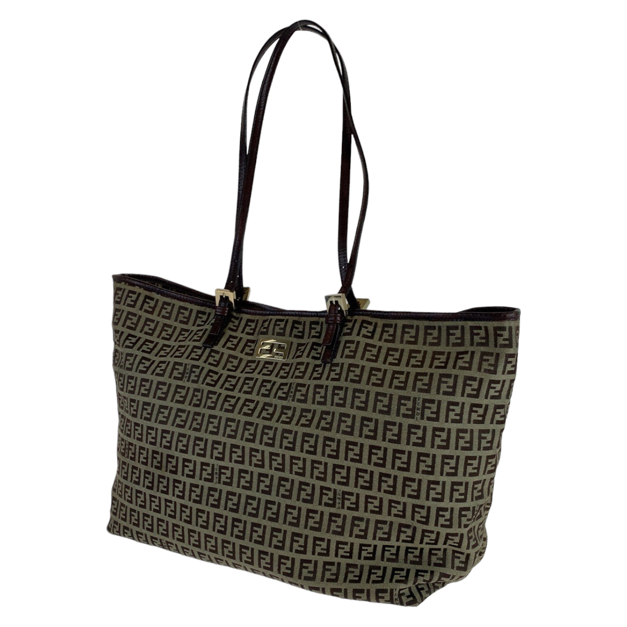 H-0160
FENDI フェンディ ズッキーノ ズッカ柄 ブラウン 茶 キャンバス 8BH127 トートバッグ 肩掛け  レディース