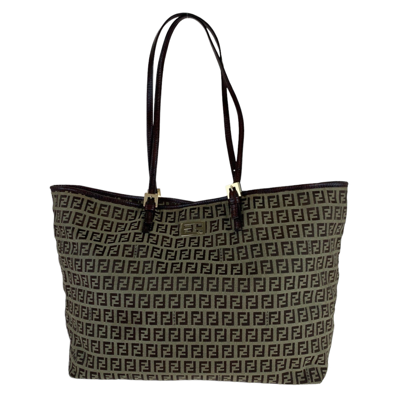 H-0160
FENDI フェンディ ズッキーノ ズッカ柄 ブラウン 茶 キャンバス 8BH127 トートバッグ 肩掛け  レディース
