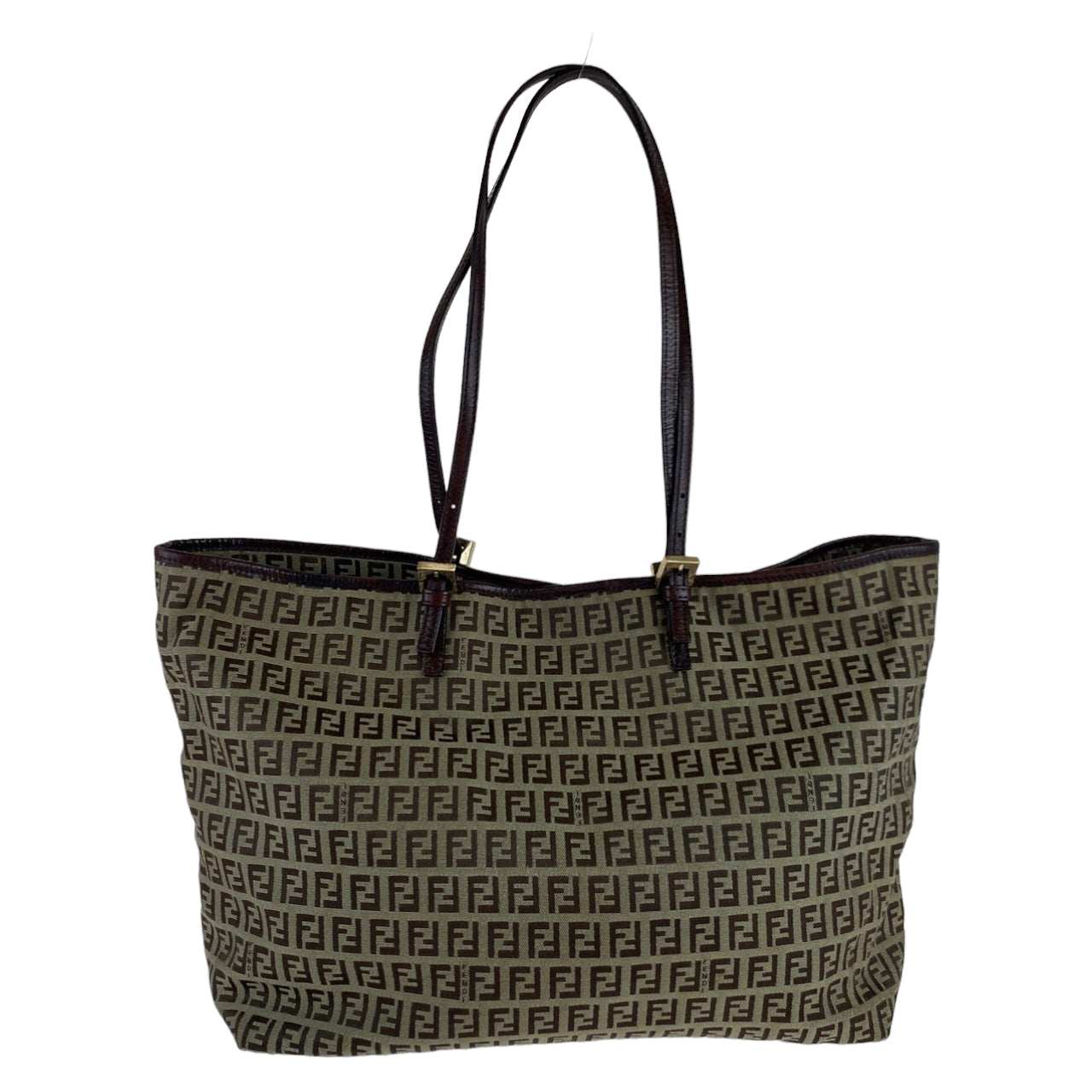 H-0160
FENDI フェンディ ズッキーノ ズッカ柄 ブラウン 茶 キャンバス 8BH127 トートバッグ 肩掛け  レディース