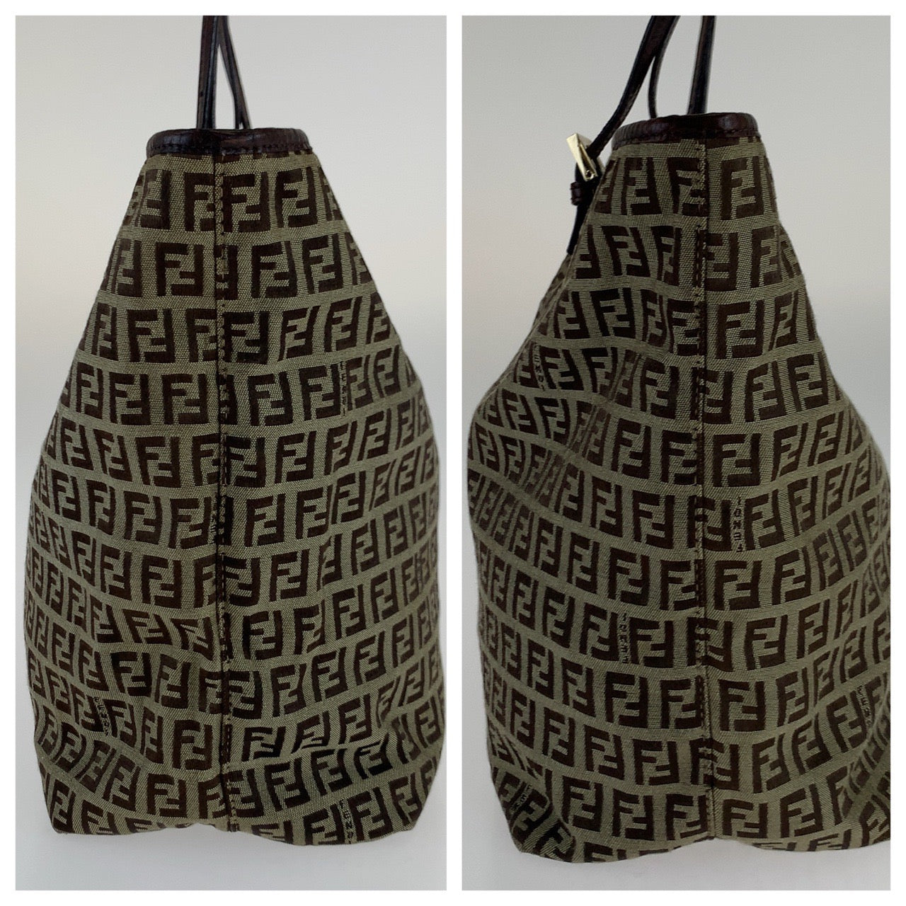 H-0160
FENDI フェンディ ズッキーノ ズッカ柄 ブラウン 茶 キャンバス 8BH127 トートバッグ 肩掛け  レディース