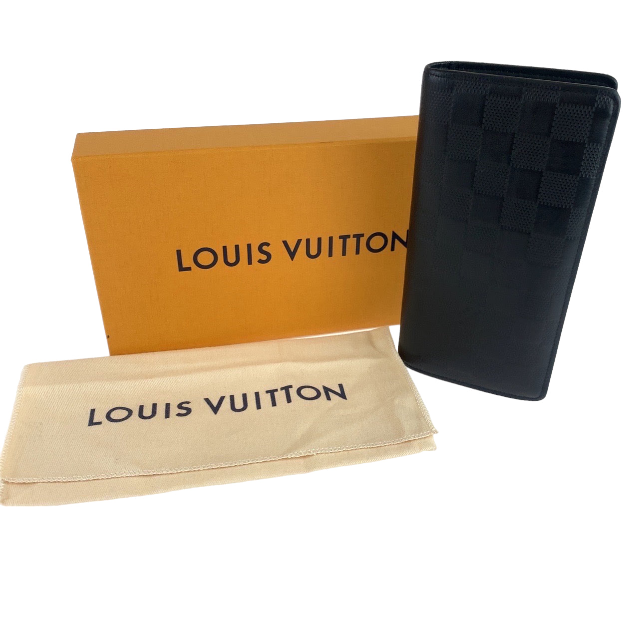 10088
LOUIS VUITTON ルイヴィトン ダミエ アンフィニ ポルトフォイユ ブラザ ブラック 黒 シルバー金具 レザー Ｍ63318 長財布 札入れ  メンズ