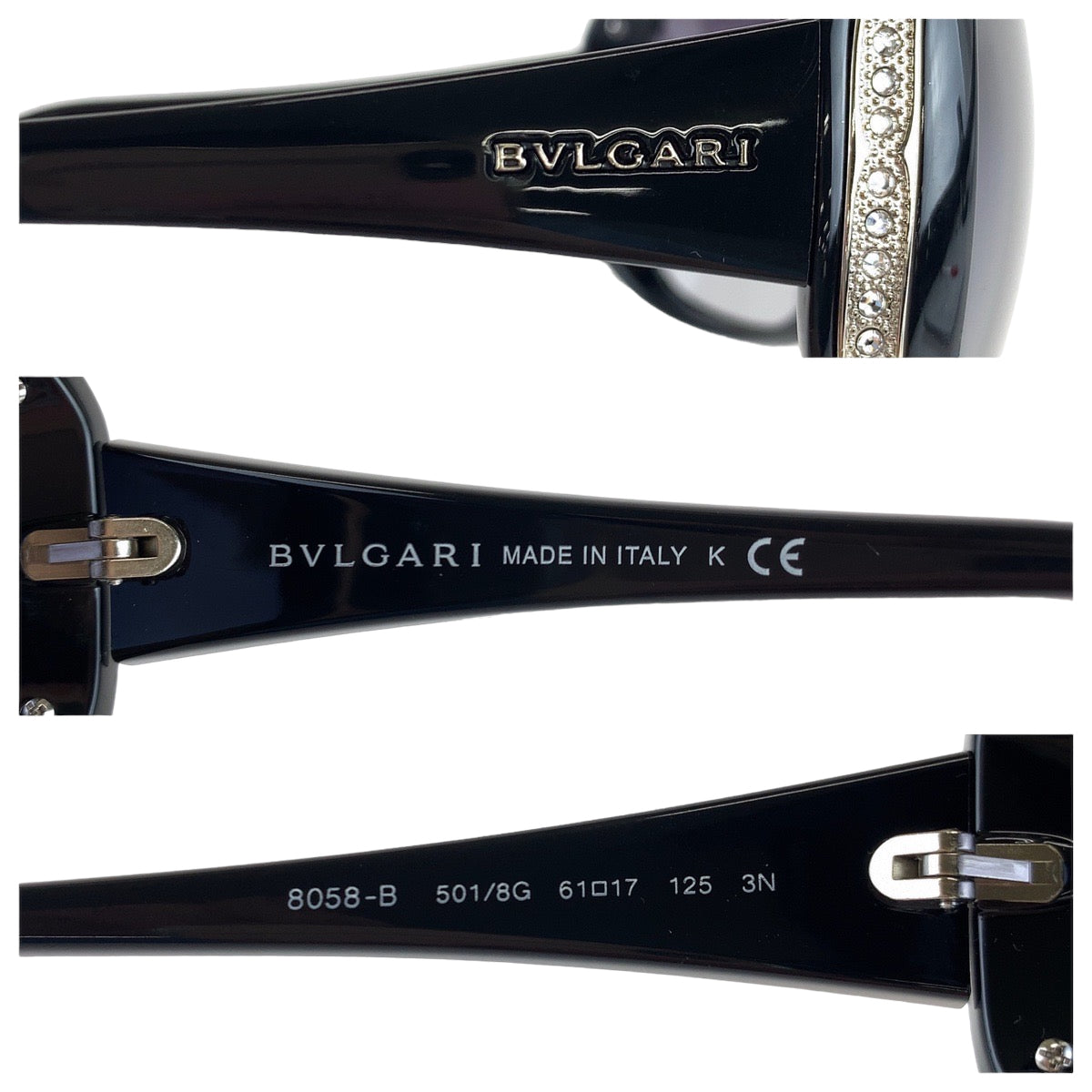 10090
BVLGARI ブルガリ バタフライ ラインストーン ブラック プラスチック 8058-B 501/8G 61□17 サングラス 偏光レンズ  POLARIZED バタフライ  レディース