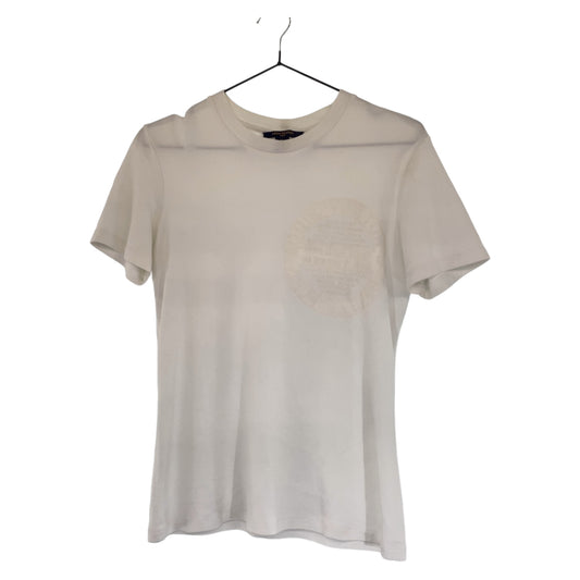 B-135
LOUIS VUITTON ルイヴィトン サイズM ホワイト 白 コットン RW191W DMF FGTS15 ロゴ 半袖Tシャツ  メンズ