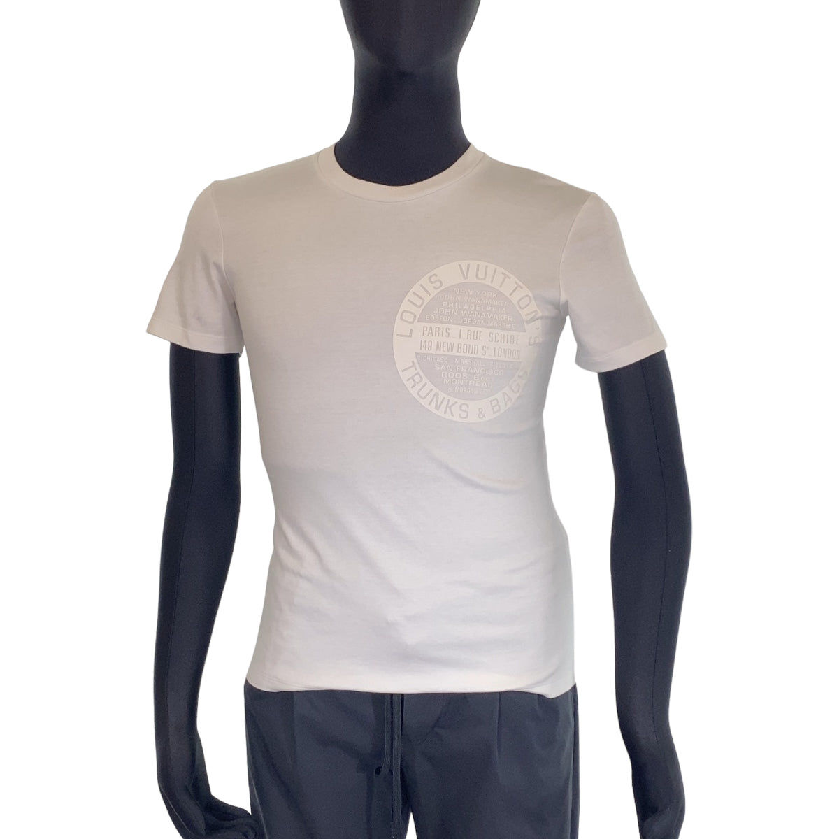 B-135
LOUIS VUITTON ルイヴィトン サイズM ホワイト 白 コットン RW191W DMF FGTS15 ロゴ 半袖Tシャツ  メンズ