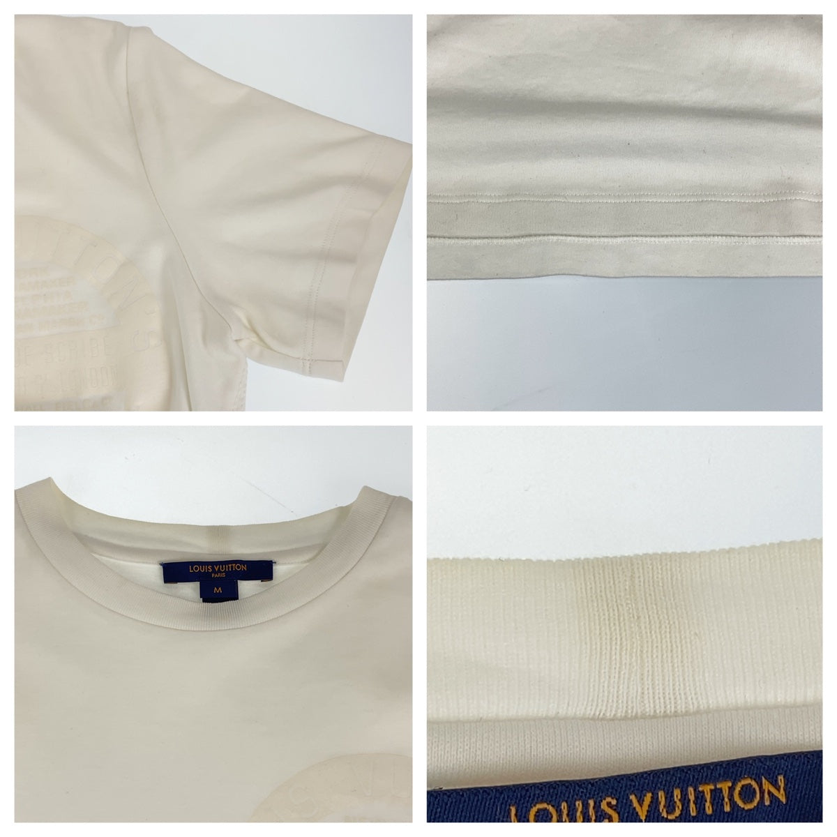 B-135
LOUIS VUITTON ルイヴィトン サイズM ホワイト 白 コットン RW191W DMF FGTS15 ロゴ 半袖Tシャツ  メンズ