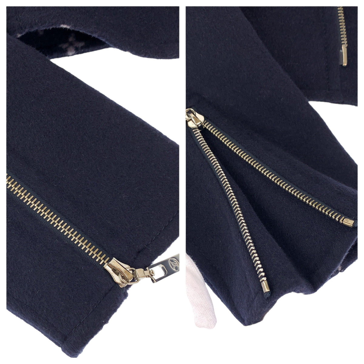 H-00205
LOUIS VUITTON ルイヴィトン モノグラム サイズ34 ネイビー 紺 ウール RW182W QWE FFJA12 クロップドジャケット ライダースジャケット  レディース
