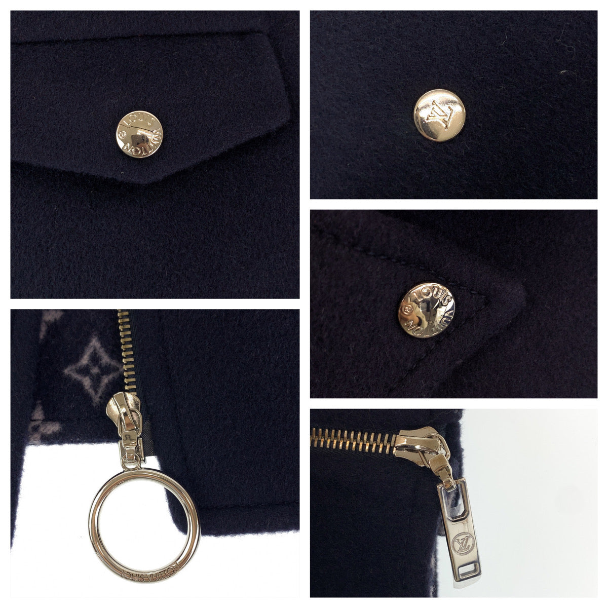 H-00205
LOUIS VUITTON ルイヴィトン モノグラム サイズ34 ネイビー 紺 ウール RW182W QWE FFJA12 クロップドジャケット ライダースジャケット  レディース