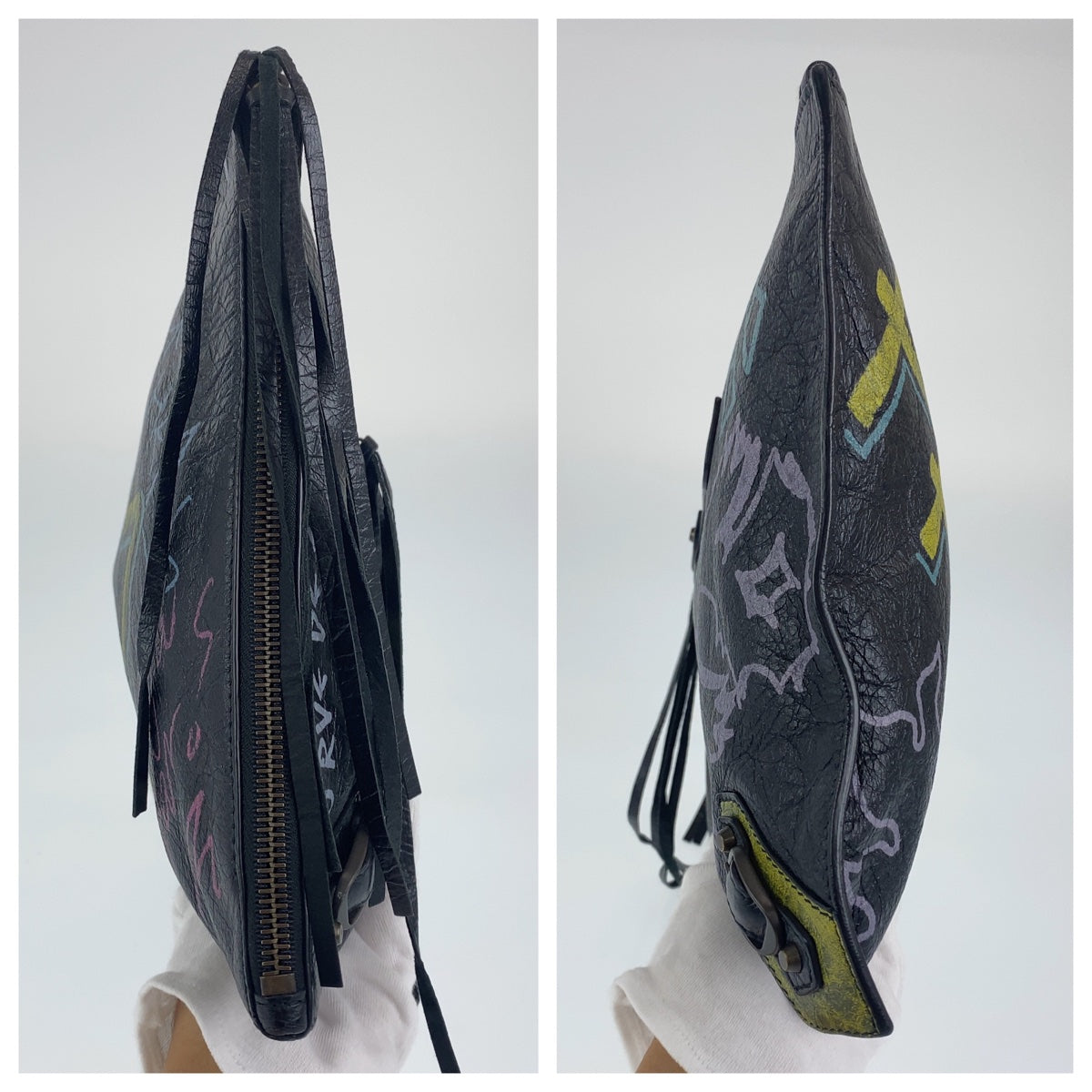 B-111
BALENCIAGA バレンシアガ グラフィティ クラッチ グラフィック ノアール マルチカラー ゴールド金具 レザー / コットン クラッチバッグ セカンドバッグ  メンズ