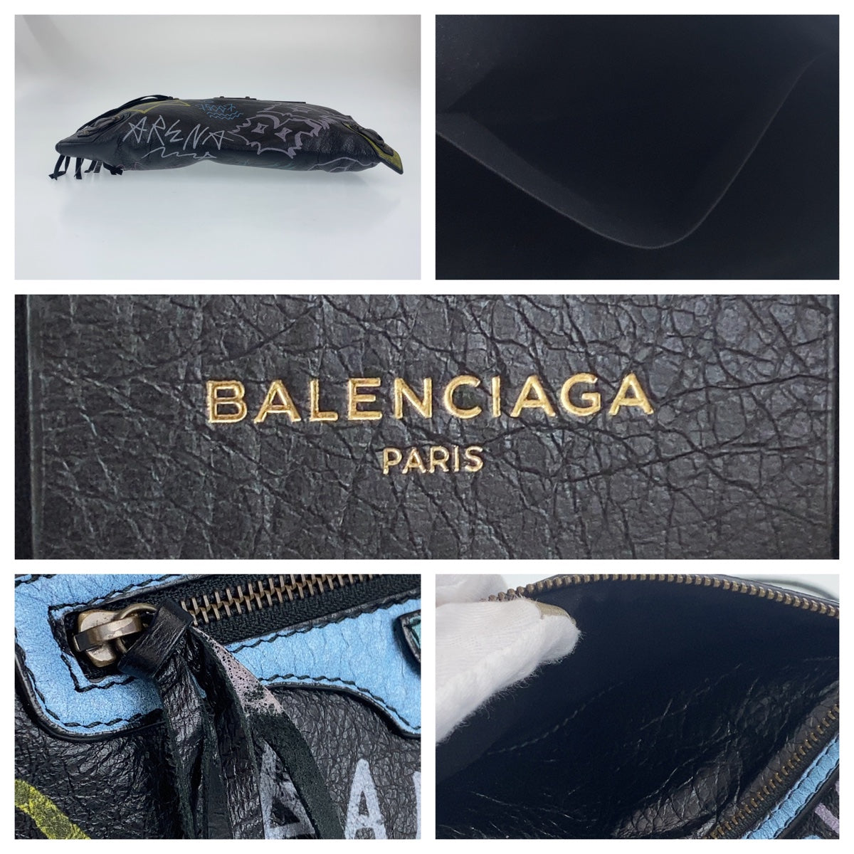 B-111
BALENCIAGA バレンシアガ グラフィティ クラッチ グラフィック ノアール マルチカラー ゴールド金具 レザー / コットン クラッチバッグ セカンドバッグ  メンズ