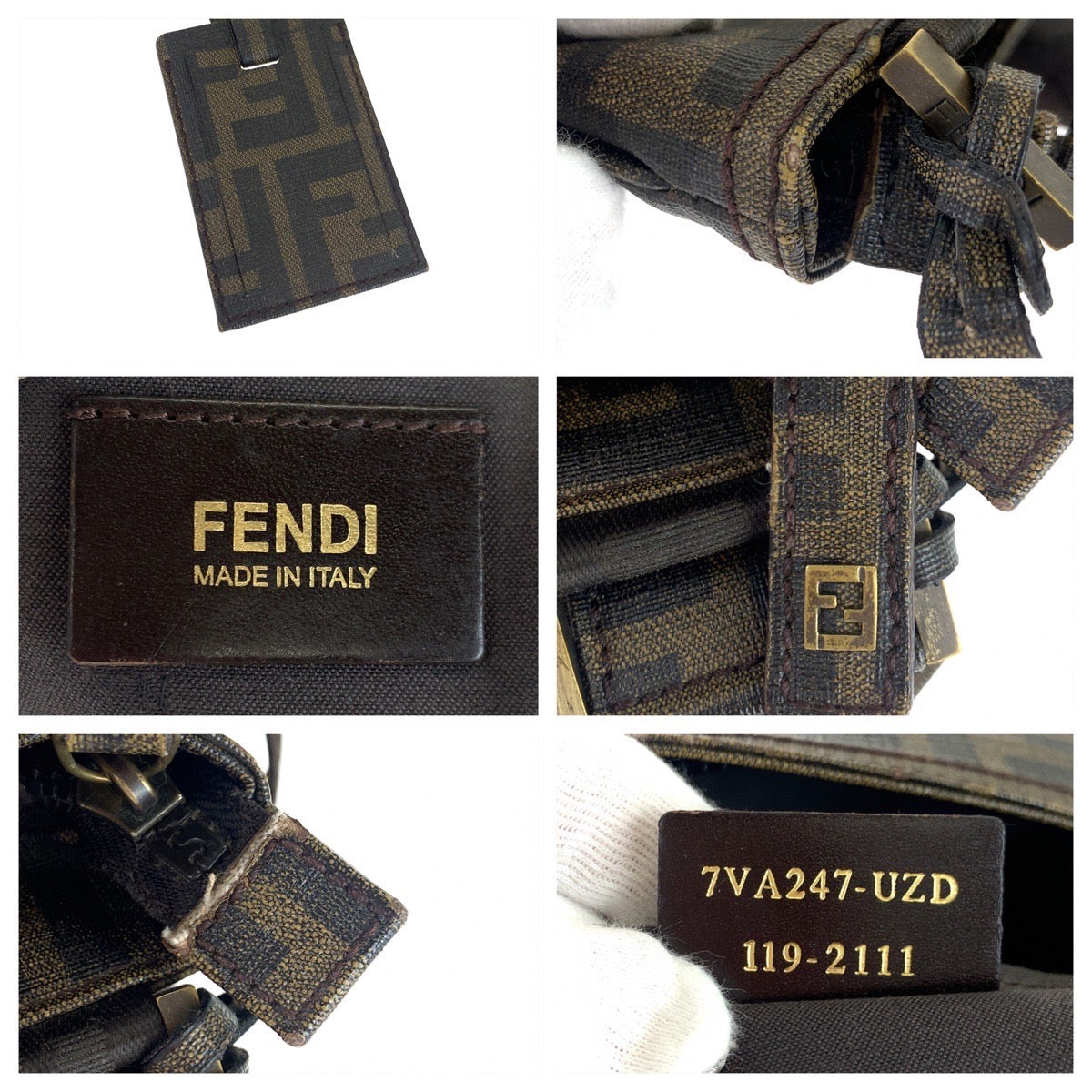 10094
FENDI フェンディ ズッカ柄 男女兼用 ブラウン 茶 ゴールド金具 PVC 斜め掛け ショルダーバッグ メッセンジャーバッグ  レディース