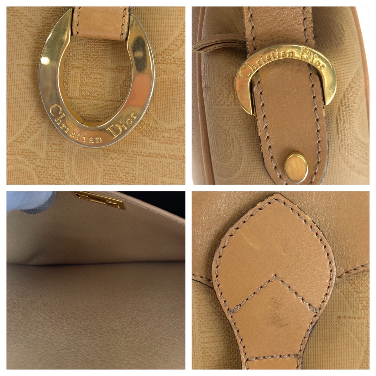 B-097
Christian Dior クリスチャンディオール トロッター ブラウン 茶 ゴールド金具 PVC ショルダーバッグ 斜め掛け  レディース