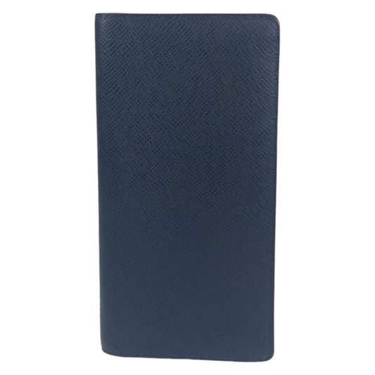 10101
 LOUIS VUITTON Louis Vuitton Taiga Portefeuille Brazza Navy Midnight Taiga M30501 Long Wallet Billfold Men's