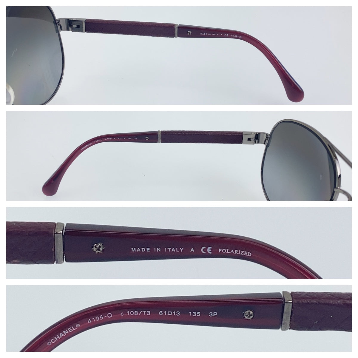 10104
CHANEL シャネル ココマーク 男女兼用 ブラック 黒 ワインレッド メタル / プラスチック 4195-Q c.108/T3 6113 135 サングラス ティアドロップ  メンズ