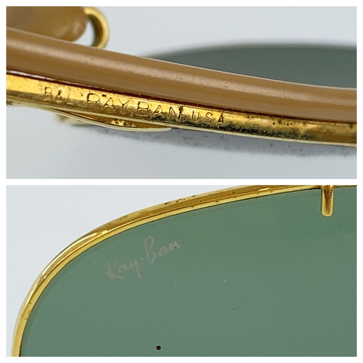 10106
Ray-Ban レイバン ヴィンテージ B&L ボシュロム RAY-BAN U.S.A パイロット ゴールド ダークグリーン メタル サングラス ティアドロップ  メンズ