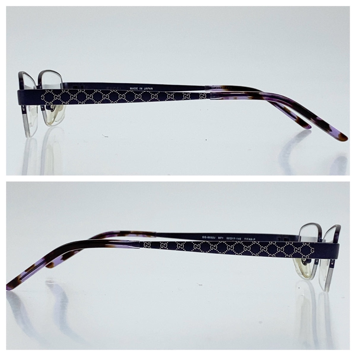 D-005
GUCCI グッチ GG柄 ハーフリム パープル 紫 チタン GG-8552J サングラス メガネ 度なし  メンズ