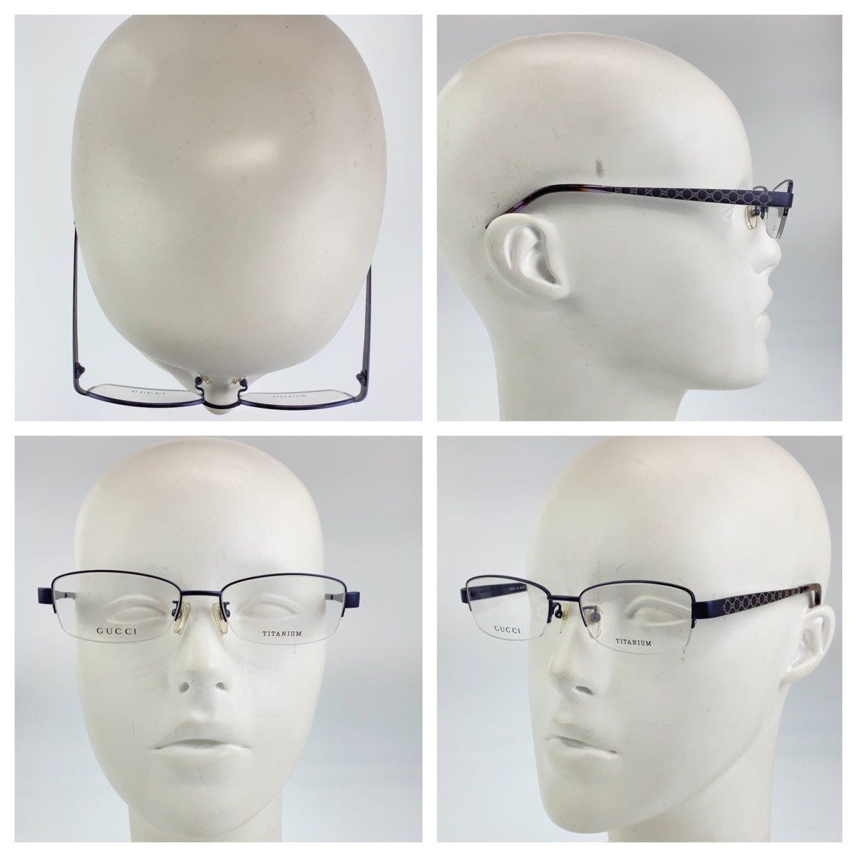 D-005
GUCCI グッチ GG柄 ハーフリム パープル 紫 チタン GG-8552J サングラス メガネ 度なし  メンズ