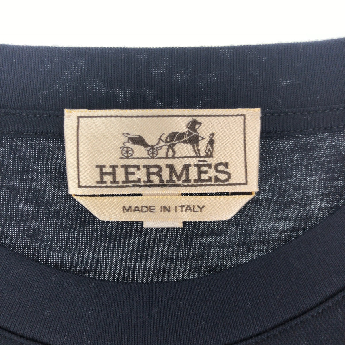 10109
HERMES エルメス Hロゴ刺繍 サイズXL ネイビー 紺 コットン 半袖シャツ Tシャツ  メンズ