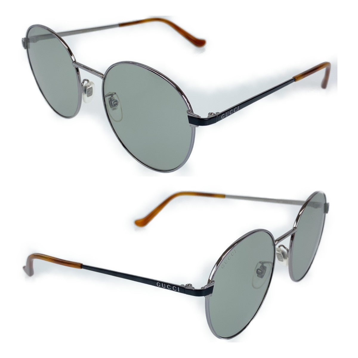 B-141
GUCCI グッチ アジアンフィット シルバー 銀 ブラウン 茶 プラスチック GG0574SK 002 55□20-150 サングラス メガネ 度なし ラウンド  メンズ
