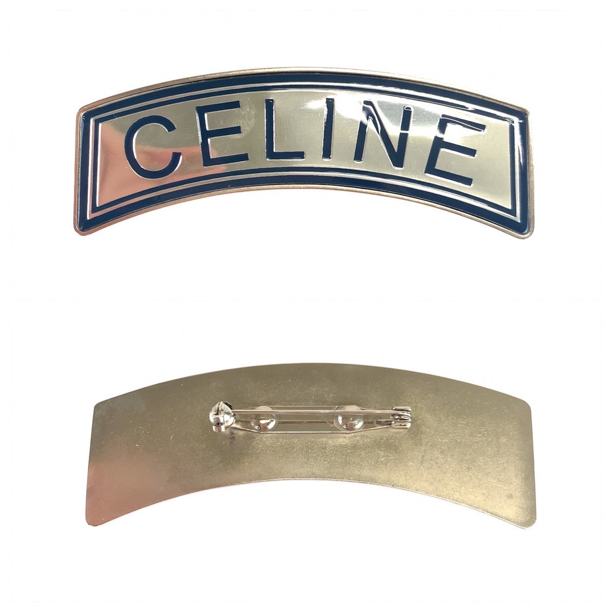 B-128
CELINE セリーヌ シルバー 銀 ブルー 青 メタル ブローチ 4点セット  レディース