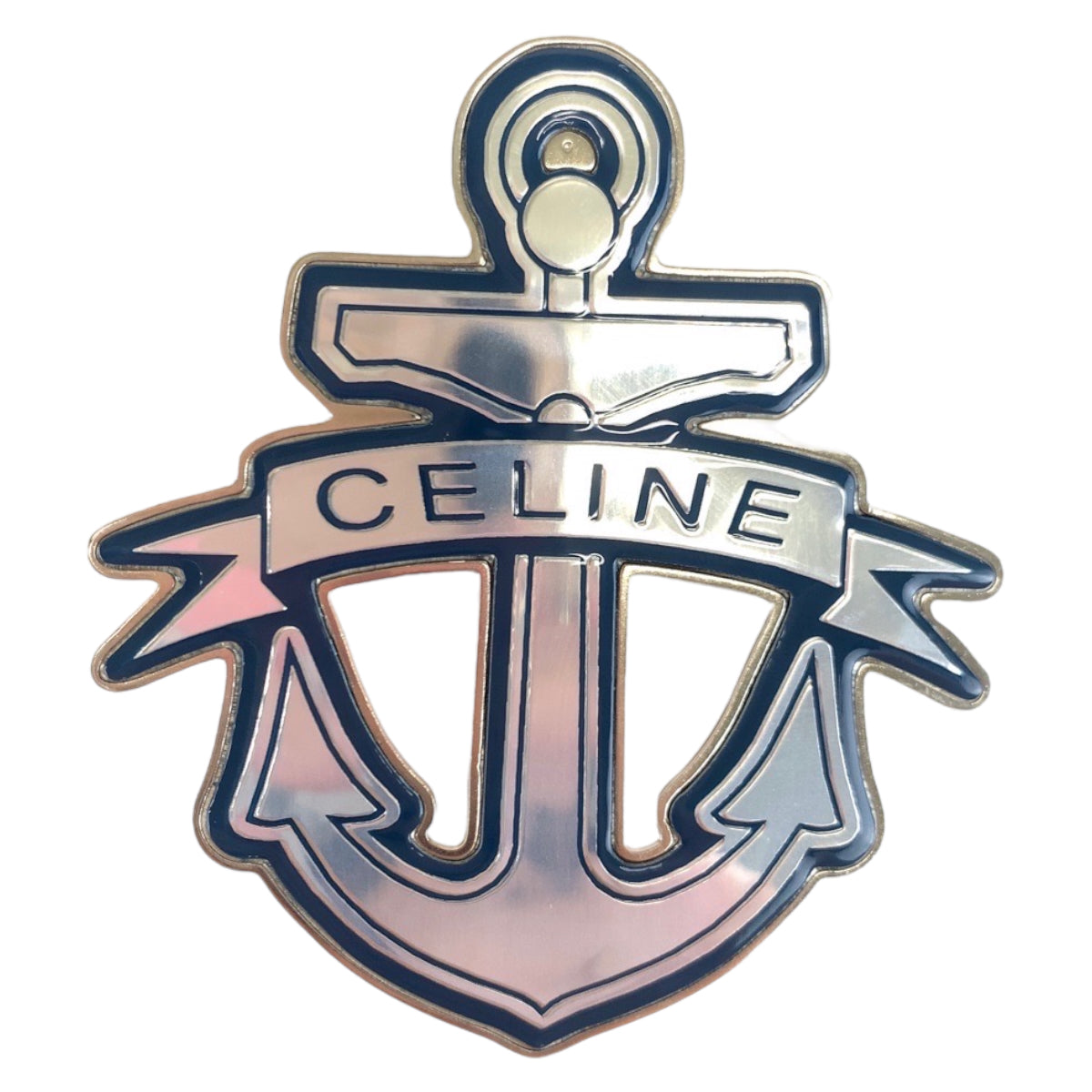 B-128
CELINE セリーヌ シルバー 銀 ブルー 青 メタル ブローチ 4点セット  レディース