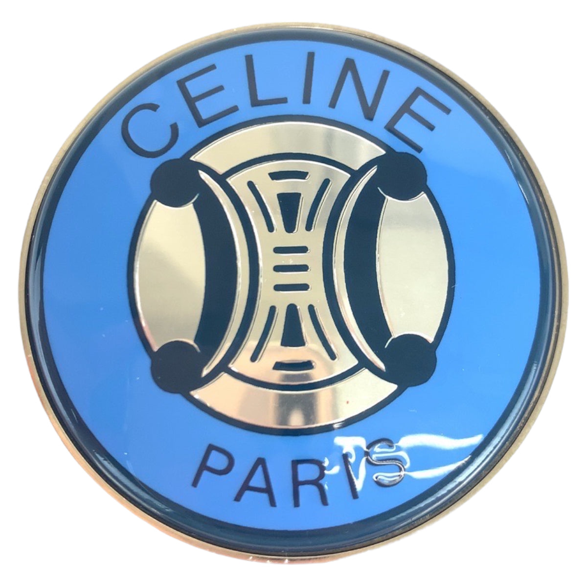 B-128
CELINE セリーヌ シルバー 銀 ブルー 青 メタル ブローチ 4点セット  レディース