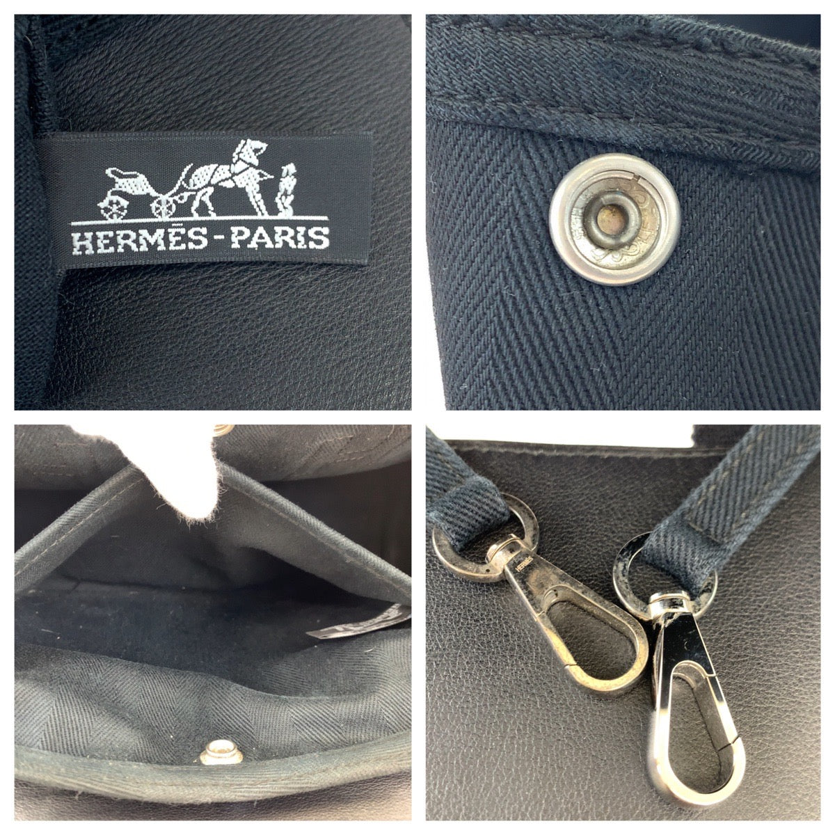 H-00264
HERMES エルメス ヴァルパライソ PM ブラック 黒 キャンバス / レザー ハンドバッグ トートバッグ  レディース