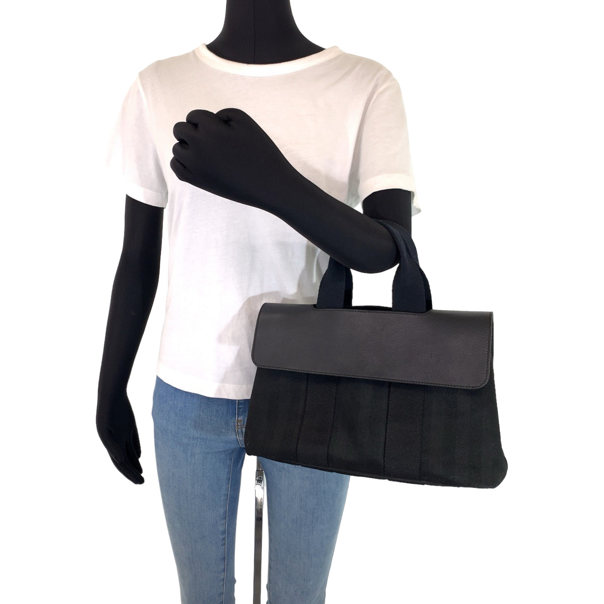 H-00264
HERMES エルメス ヴァルパライソ PM ブラック 黒 キャンバス / レザー ハンドバッグ トートバッグ  レディース
