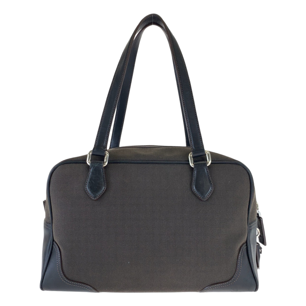 B-117
PRADA プラダ ロゴジャガード ブラウン 茶 キャンバス トートバッグ ハンドバッグ ショルダーバッグ  レディース