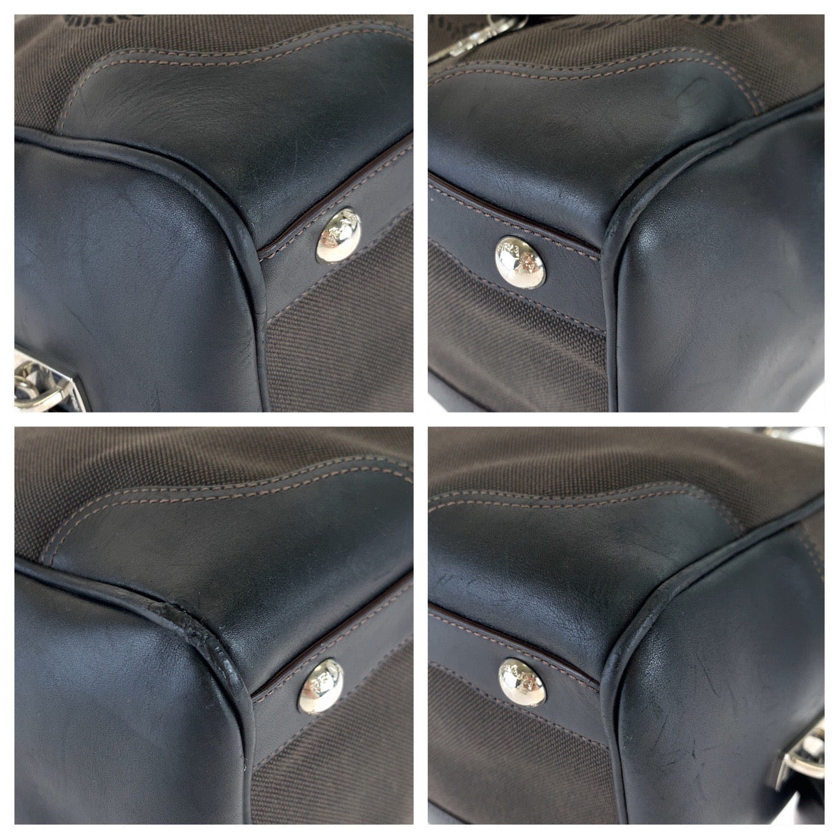 B-117
PRADA プラダ ロゴジャガード ブラウン 茶 キャンバス トートバッグ ハンドバッグ ショルダーバッグ  レディース