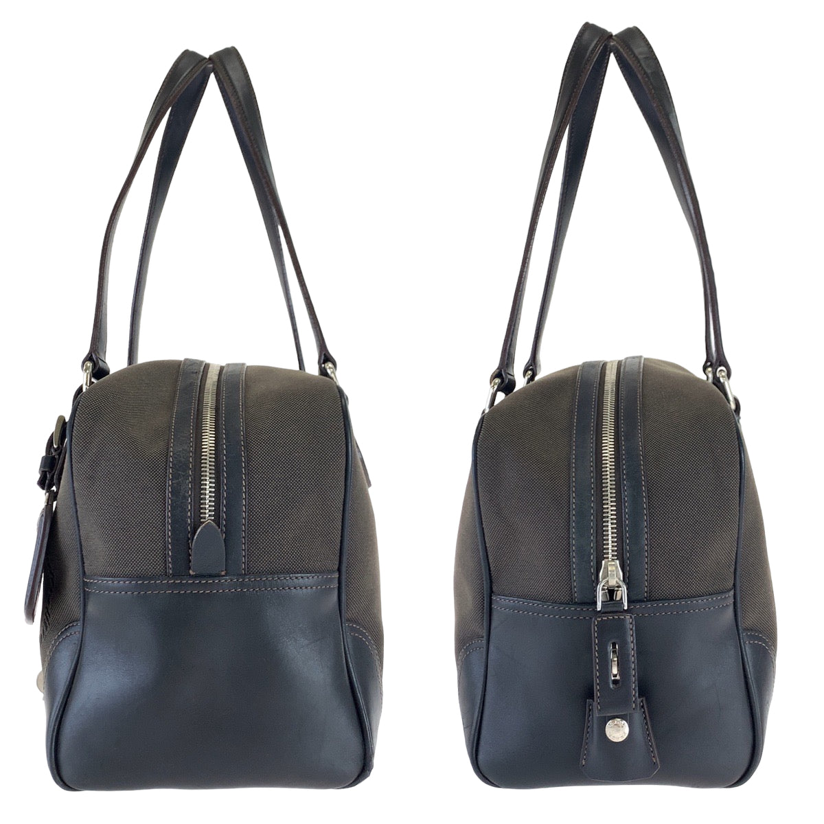 B-117
PRADA プラダ ロゴジャガード ブラウン 茶 キャンバス トートバッグ ハンドバッグ ショルダーバッグ  レディース