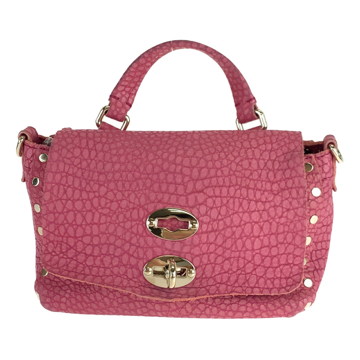 10124
ZANELLATO ザネラート ポスティーナ ピンク ゴールド金具 レザー ショルダーバッグ ハンドバッグ 2WAY  レディース