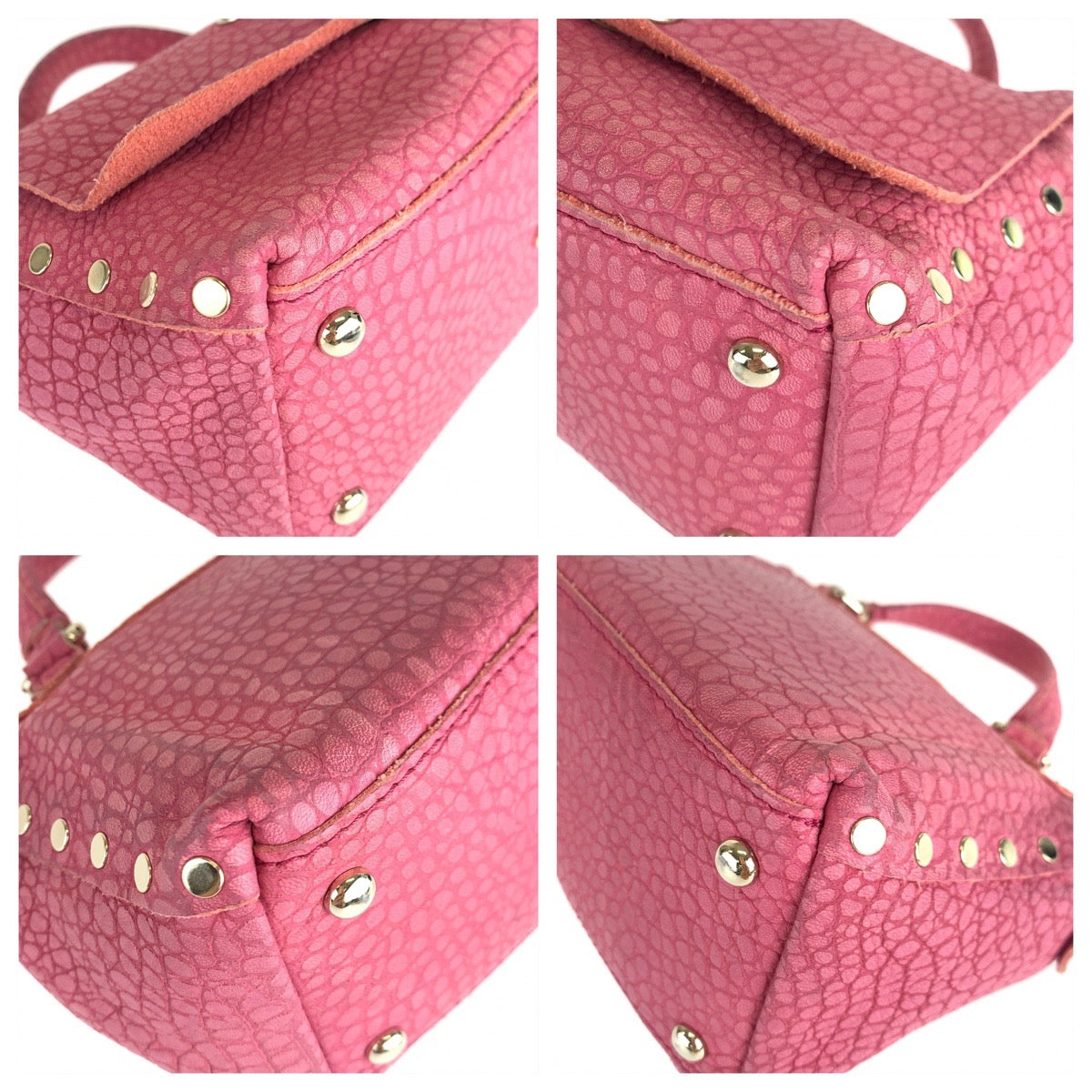 10124
ZANELLATO ザネラート ポスティーナ ピンク ゴールド金具 レザー ショルダーバッグ ハンドバッグ 2WAY  レディース