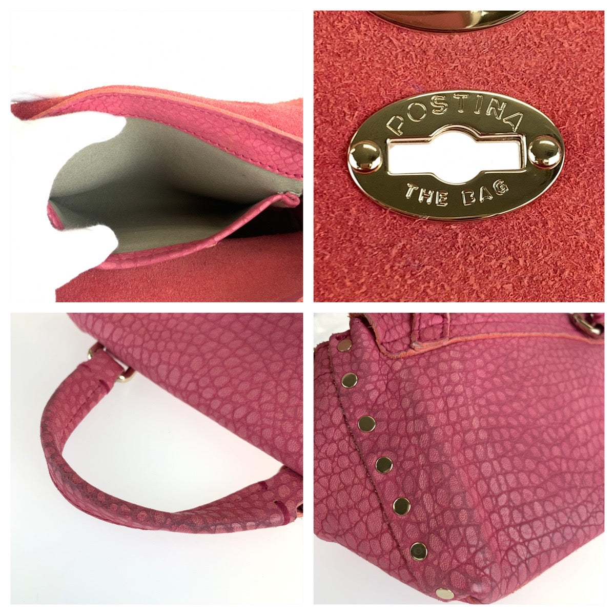 10124
ZANELLATO ザネラート ポスティーナ ピンク ゴールド金具 レザー ショルダーバッグ ハンドバッグ 2WAY  レディース