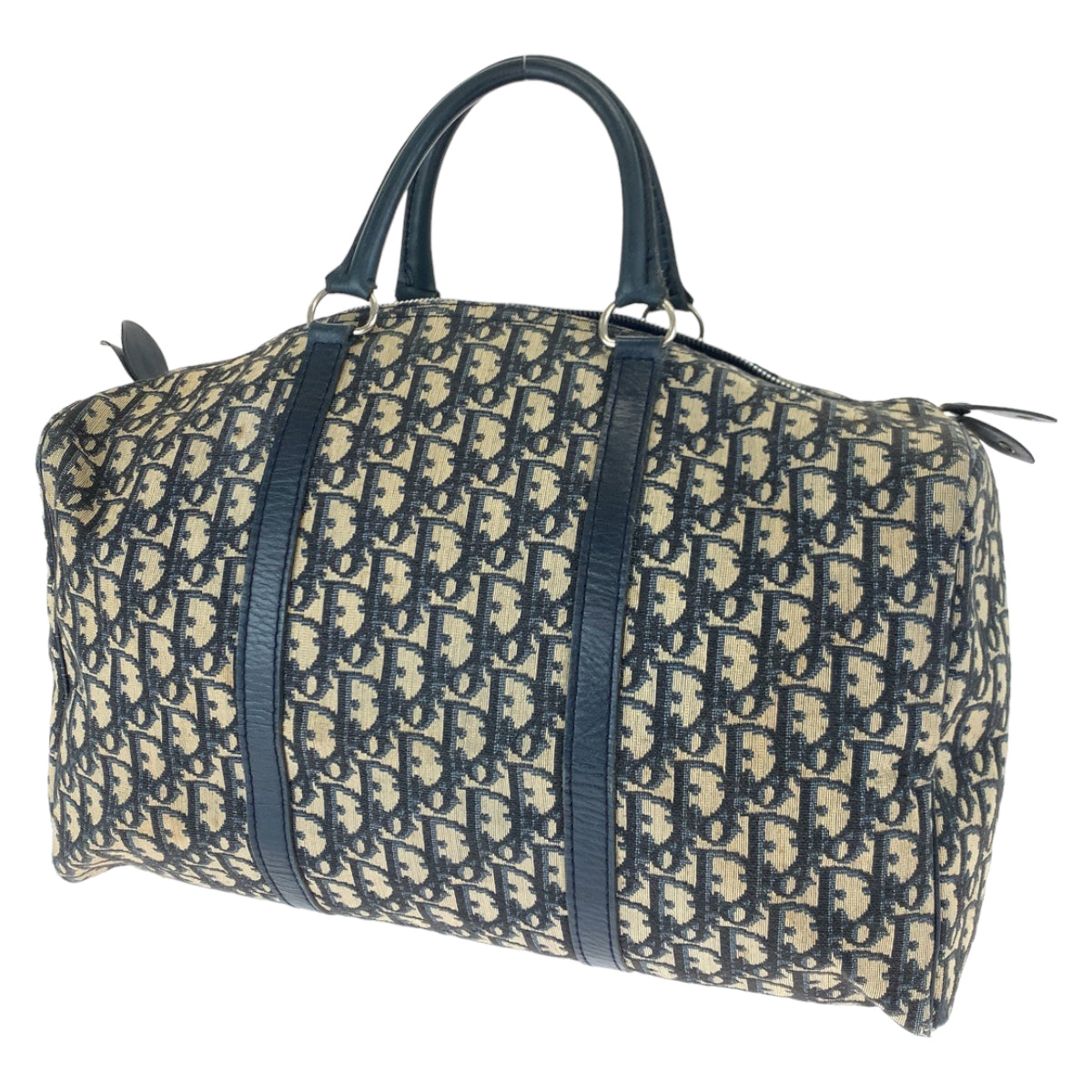 H-00266
Dior ディオール ヴィンテージ トロッター ベージュ ネイビー 紺 シルバー金具 キャンバス / レザー ボストンバッグ ハンドバッグ  レディース