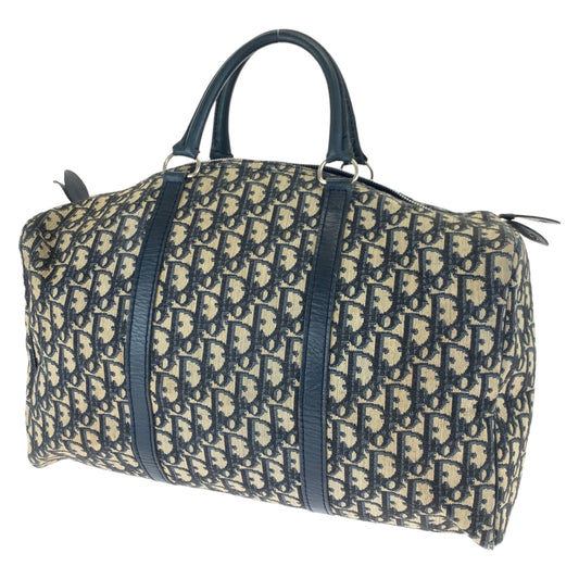 H-00266
Dior ディオール ヴィンテージ トロッター ベージュ ネイビー 紺 シルバー金具 キャンバス / レザー ボストンバッグ ハンドバッグ  レディース
