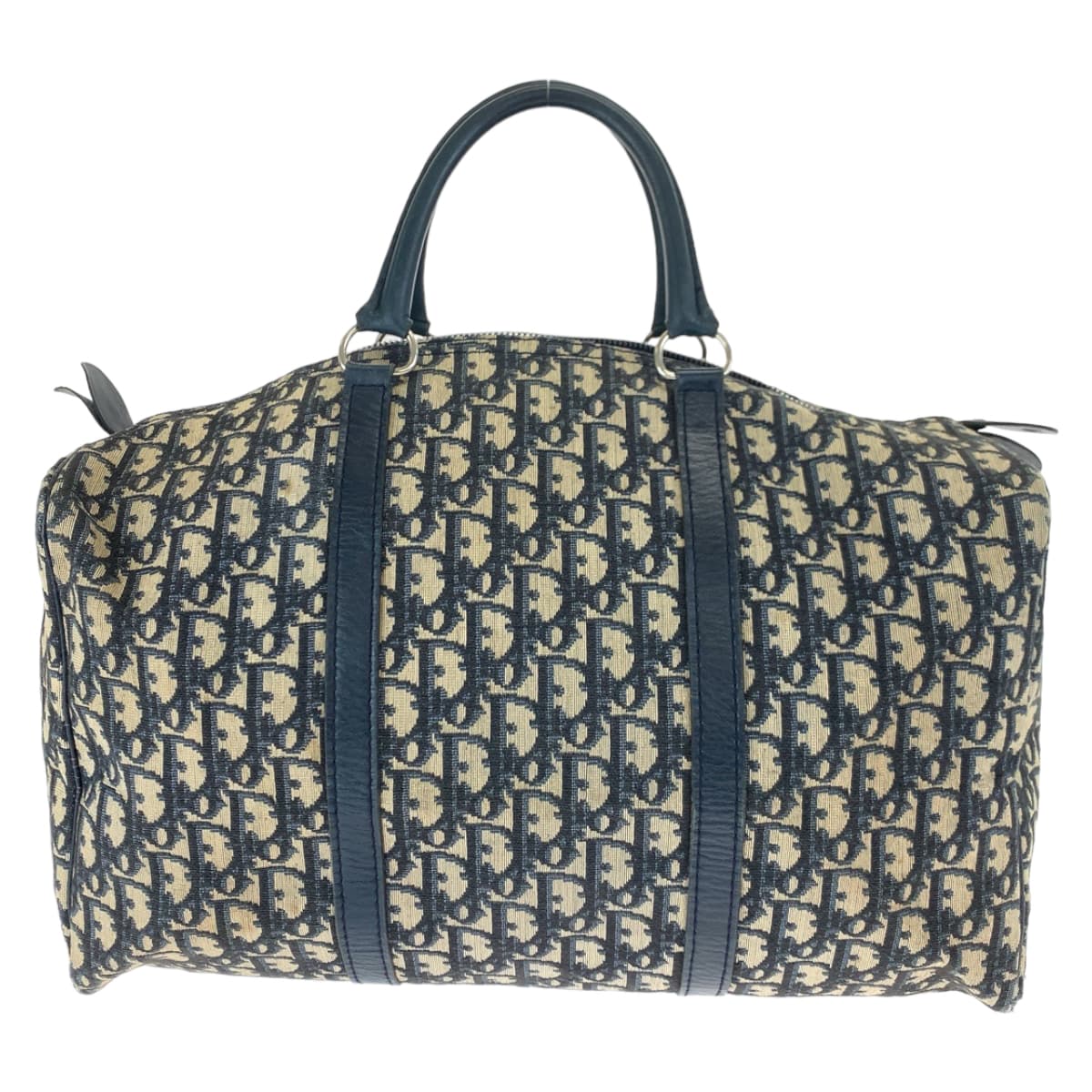 H-00266
Dior ディオール ヴィンテージ トロッター ベージュ ネイビー 紺 シルバー金具 キャンバス / レザー ボストンバッグ ハンドバッグ  レディース