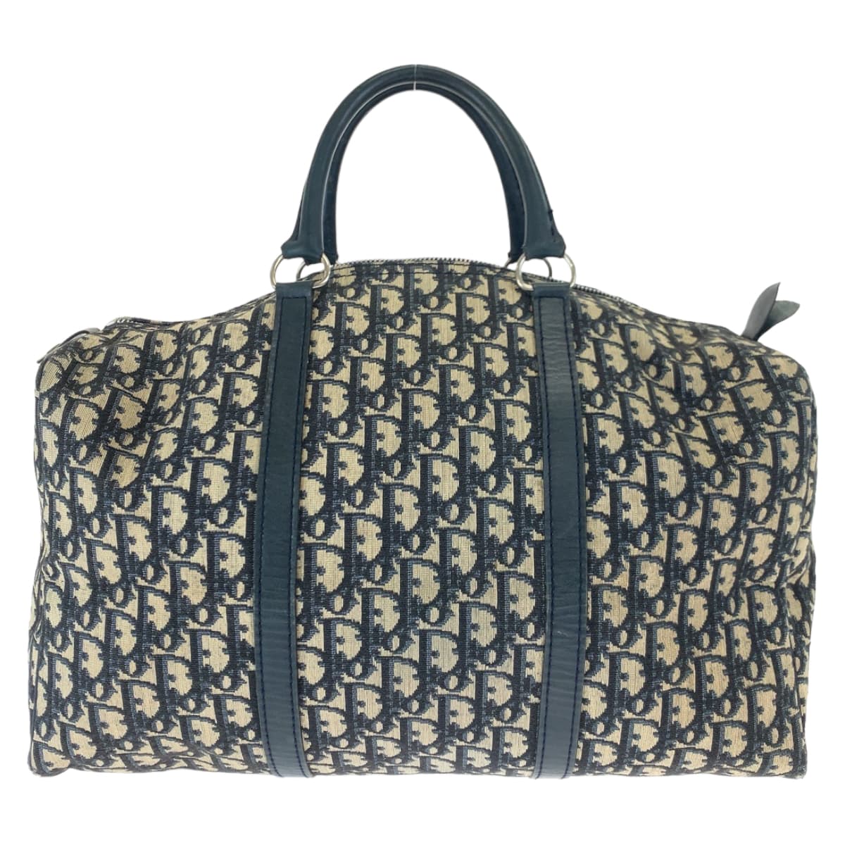 H-00266
Dior ディオール ヴィンテージ トロッター ベージュ ネイビー 紺 シルバー金具 キャンバス / レザー ボストンバッグ ハンドバッグ  レディース