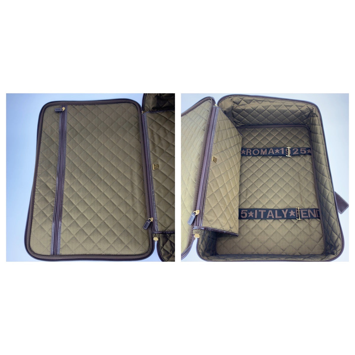 10127
FENDI フェンディ ヴィンテージ ズッカ柄 男女兼用 ブラウン ブラック キャンバス / レザー キャリーバッグ スーツケース  メンズ