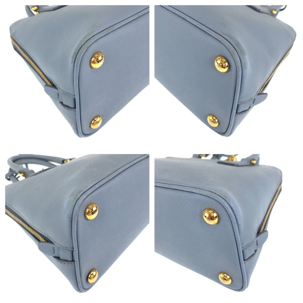 PRADA Prada Saffiano Promenade Blue Gold Hardware Leather BL0838 Shoulder Bag Handbag 2way Women's