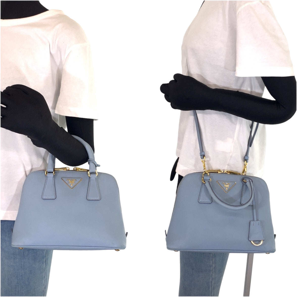 PRADA Prada Saffiano Promenade Blue Gold Hardware Leather BL0838 Shoulder Bag Handbag 2way Women's