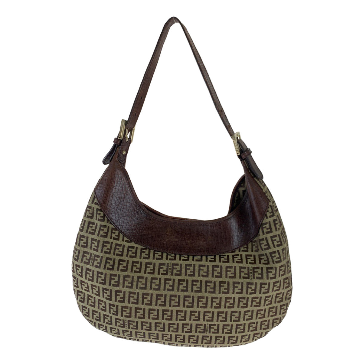B-115
FENDI フェンディ ズッキーノ ズッカ柄 ブラウン 茶 ゴールド金具 キャンバス / レザー 8BR552 ショルダーバッグ ハンドバッグ  レディース